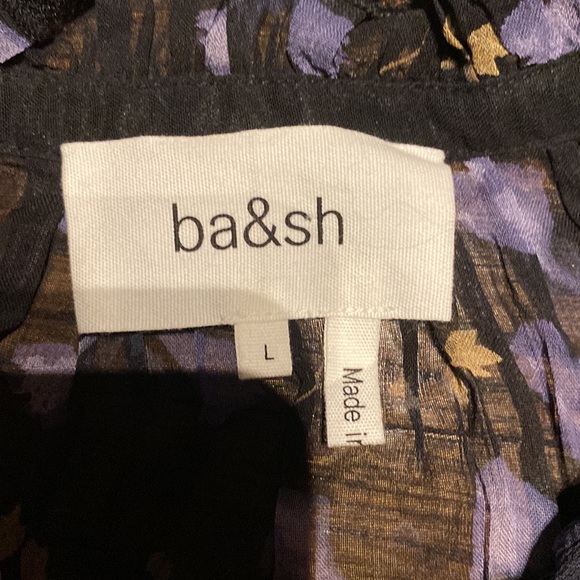 ba&sh black sheer and lace top with purple floral print - Picture 8 of 13